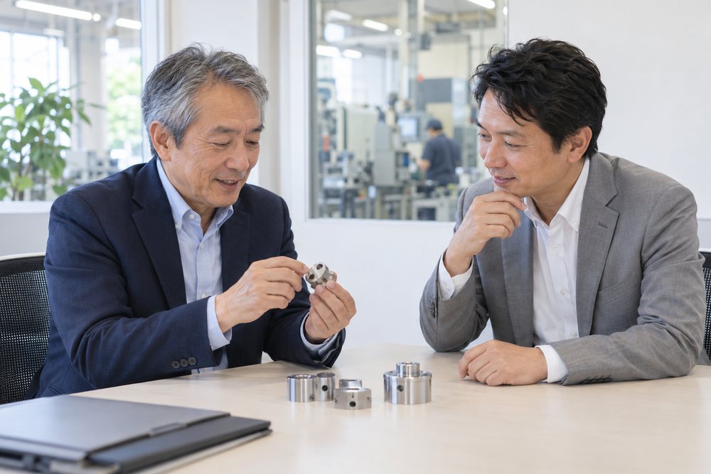 会社の技術と事業の引継ぎについて対等に話し合うオーナー社長と買い手候補