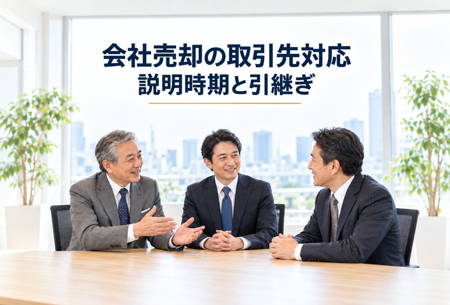 会社売却に伴い取引先へ新しい責任者を紹介するオーナー社長