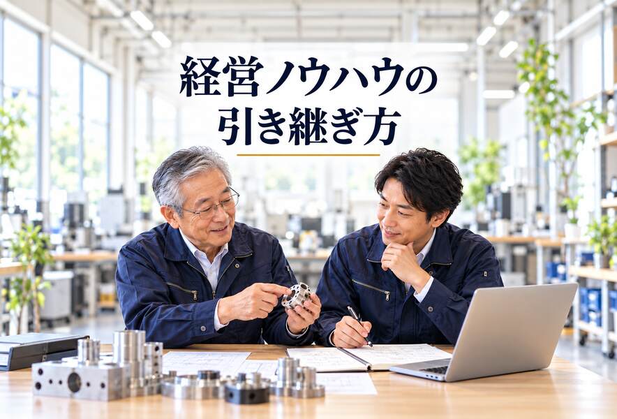 経営ノウハウの引き継ぎ方を話し合う現経営者と後継者