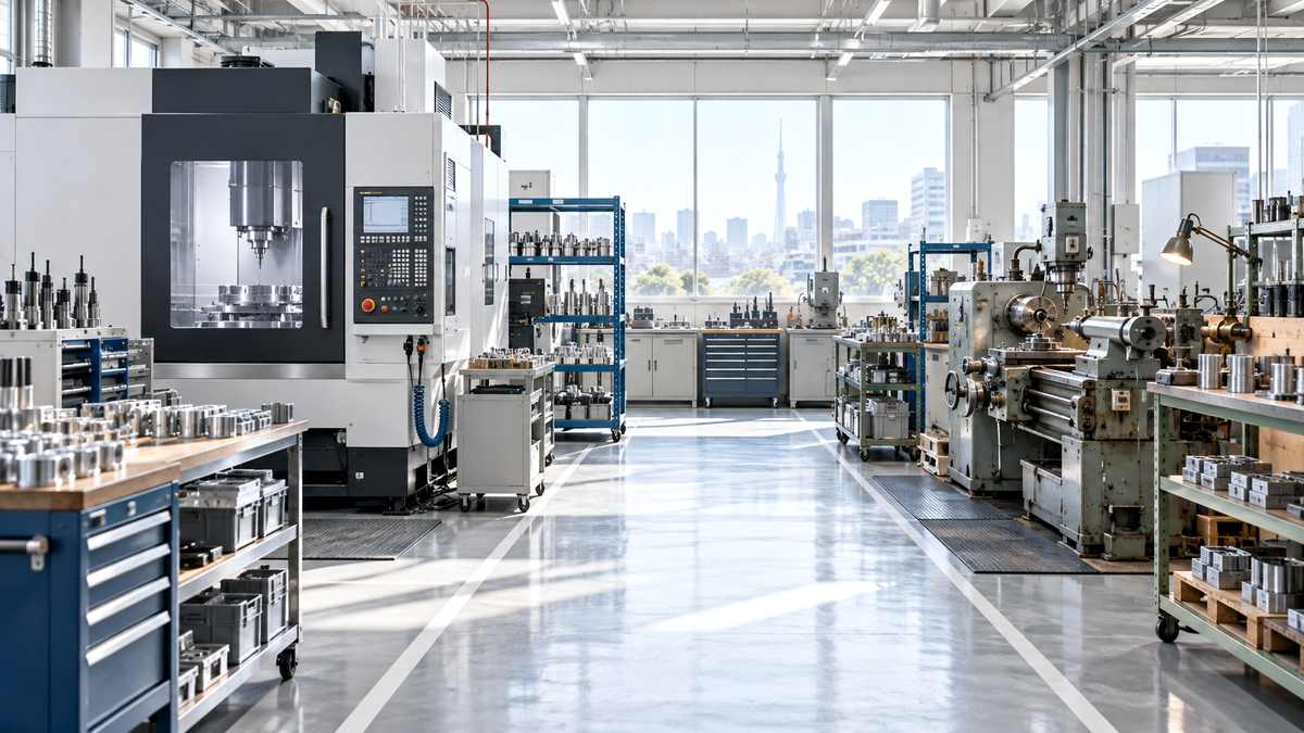 新旧の設備を生かした工場再編を検討する都内の製造現場